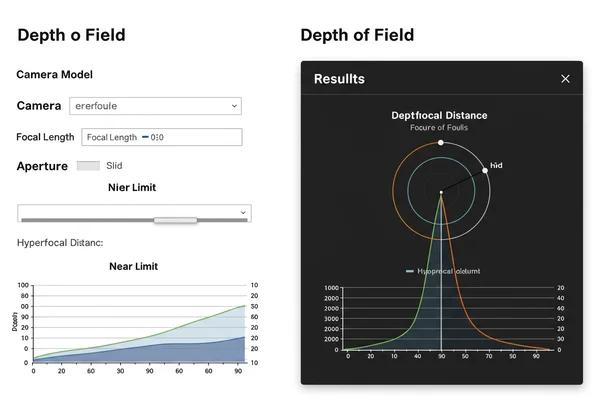 Screenshot of a depth of field calculator interface