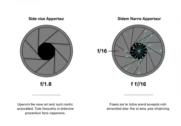 Illustration of wide (f/1.8) vs narrow (f/16) lens aperture