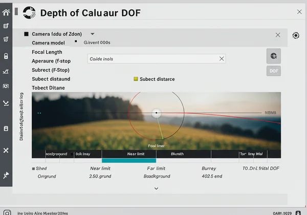 Screenshot of an online depth of field calculator interface