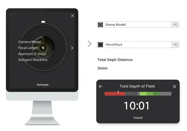Screenshot of a depth of field calculator interface with inputs