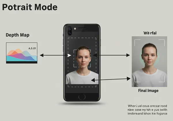 Smartphone creating depth map and applying blur