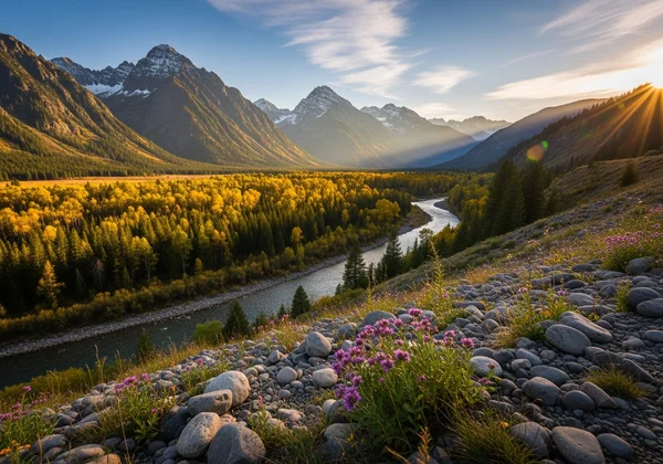 sharp from foreground to distant mountains.