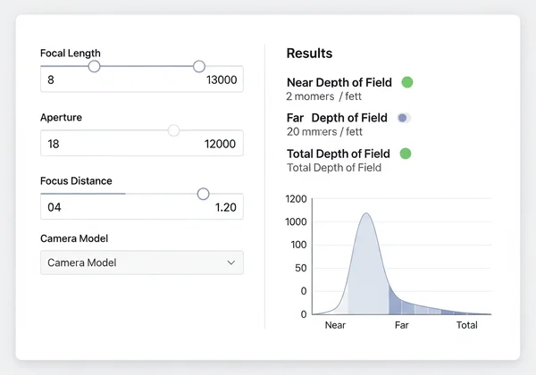 Screenshot of a depth of field calculator tool