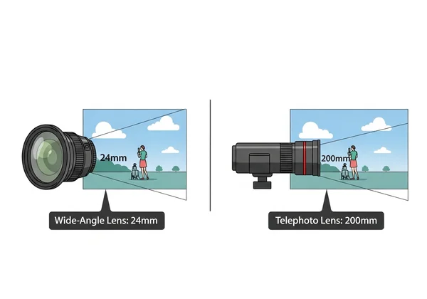 Diagram showing focal length effect on DOF