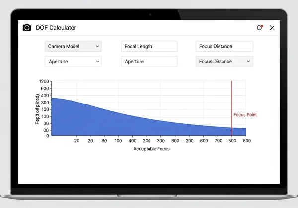 DOF Calculator interface with interactive chart